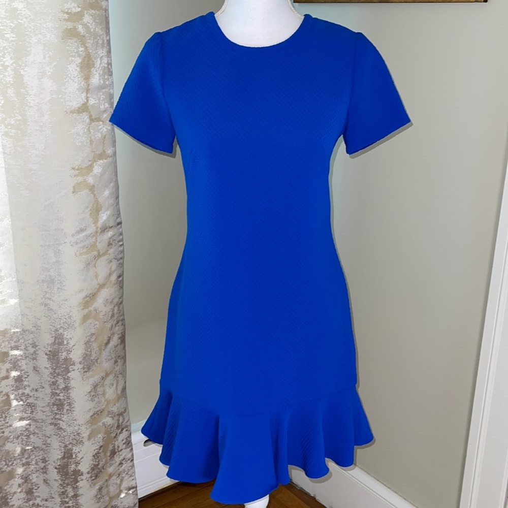 Shoshanna Cobalt Blue Textured Cap Sleeve Dress